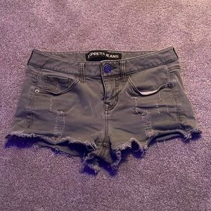 army green shorts, size 0, low rise